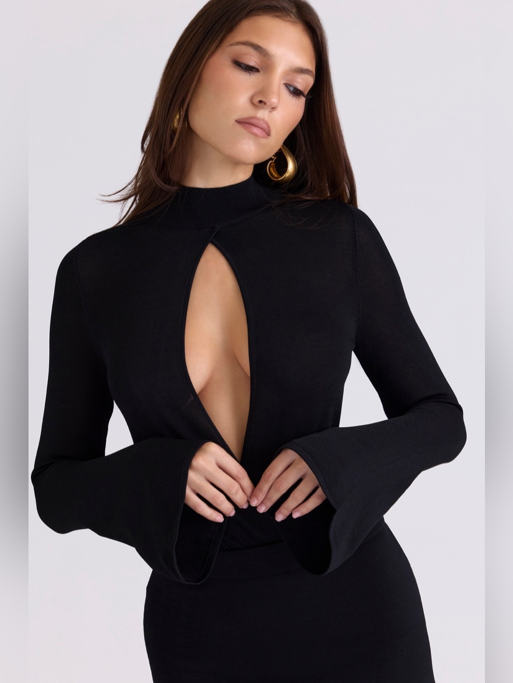 House of CB Lois Black Keyhole Bodysuit, Size Medium nwot